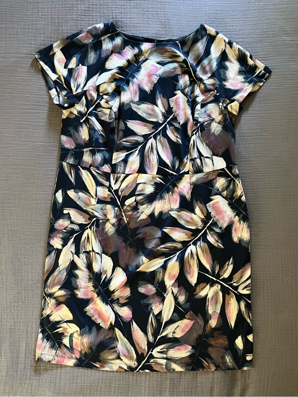 London Times Woman navy tropical floral print midi dress 18W 18 EUC